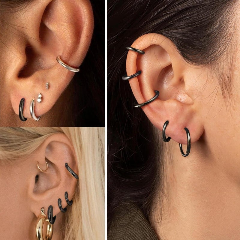 SIISPRI 3 Pairs Clip On Huggie Earrings for Men Women, Unisex Surgical Stainless Steel Hypoallergenic Earrings,Small Hoop Earrings, Polished for Non Pierced Earrings - Image 5